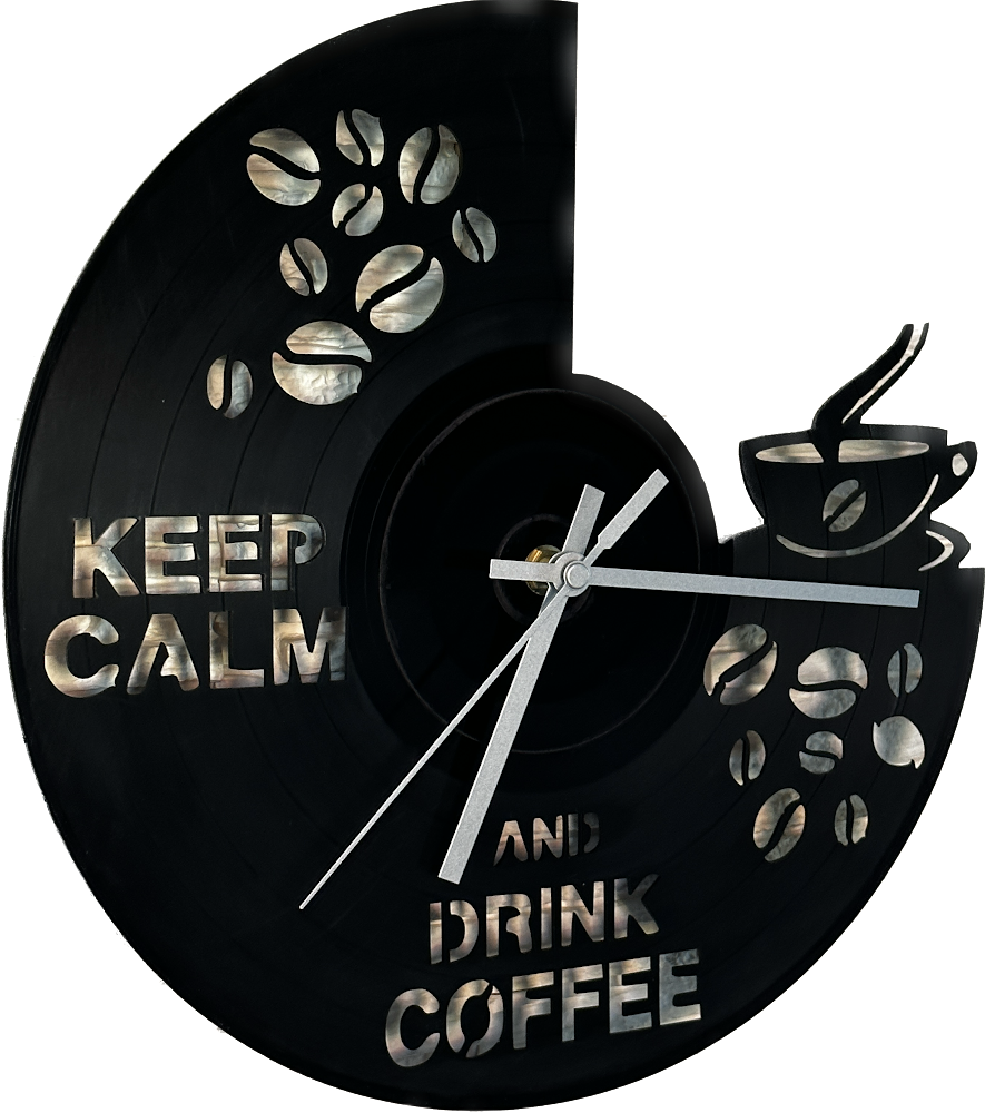 Schallplattenuhr im Kaffeedesign